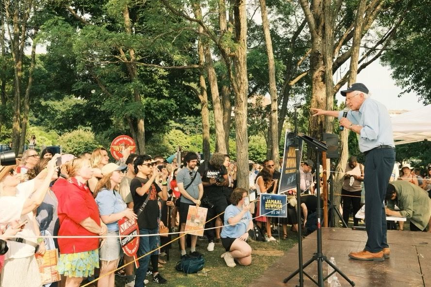Senator Bernie Sanders & Congressman Jamaal Bowman Rally Supporters In ...