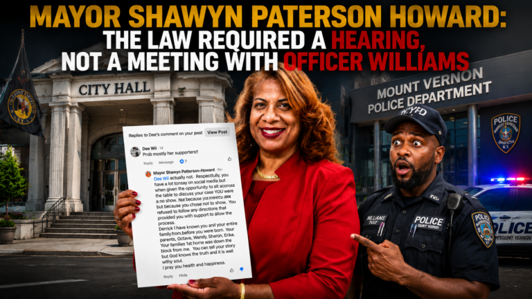 Mayor Patterson-Howard: Due Process Is Not a Private Meeting with Officer Williams.