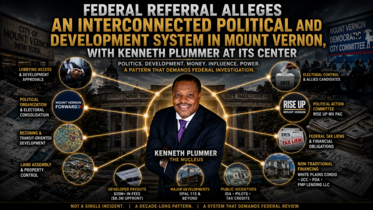 Federal Referral Alleges an Interconnected Political and Development System in Mount Vernon, With Kenneth Plummer at Its Center