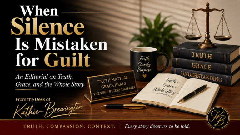 When Silence Is Mistaken for Guilt: An Editorial on Truth, Grace, and the Whole Story by Kathie Brewington