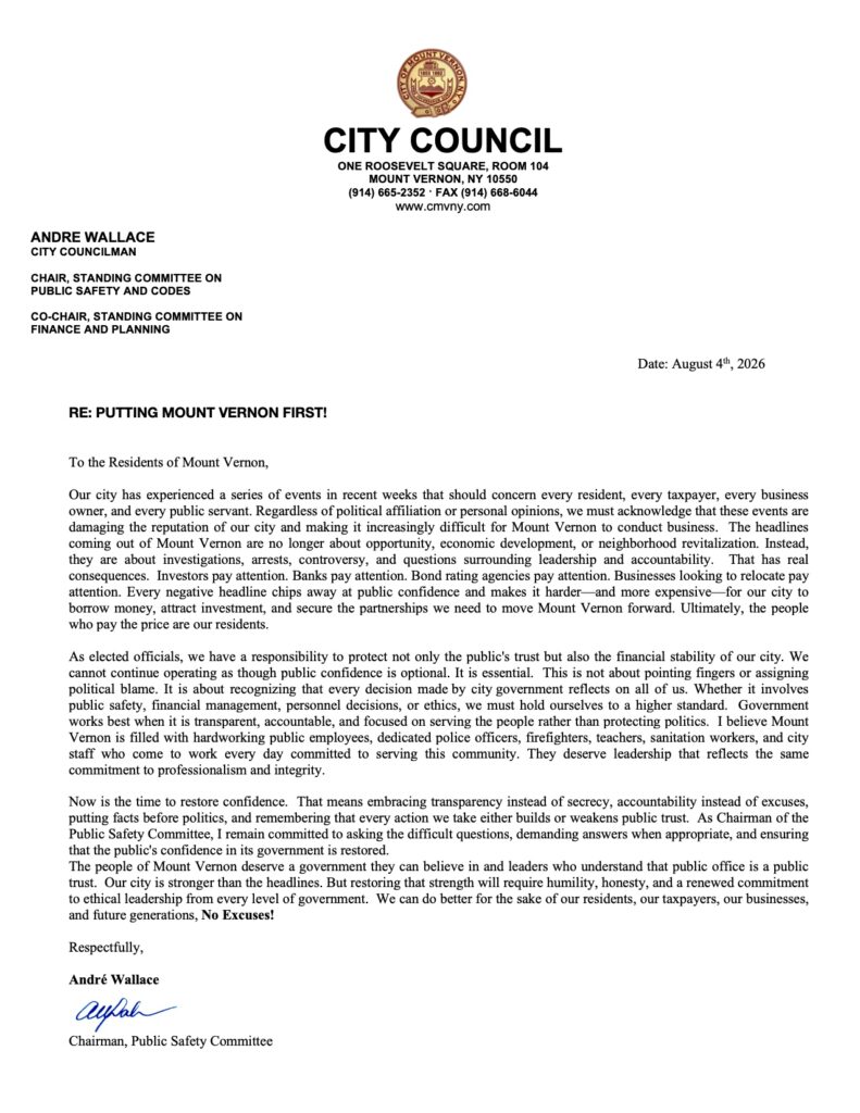 Mount Vernon Councilman Says City Must Restore Public Trust Following Deputy Commissioner's Arrest 5
