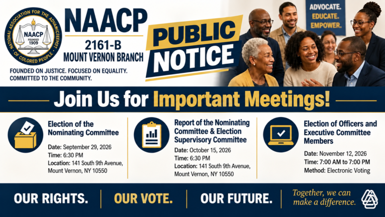 Public Notice: 2161-B Mount Vernon NAACP Branch Meeting Notice